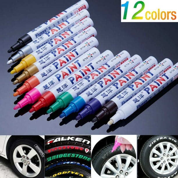 Waterproof Permanent Paint Marker Pen Car Tyre Tire Tread Rubber Metal 12colors 